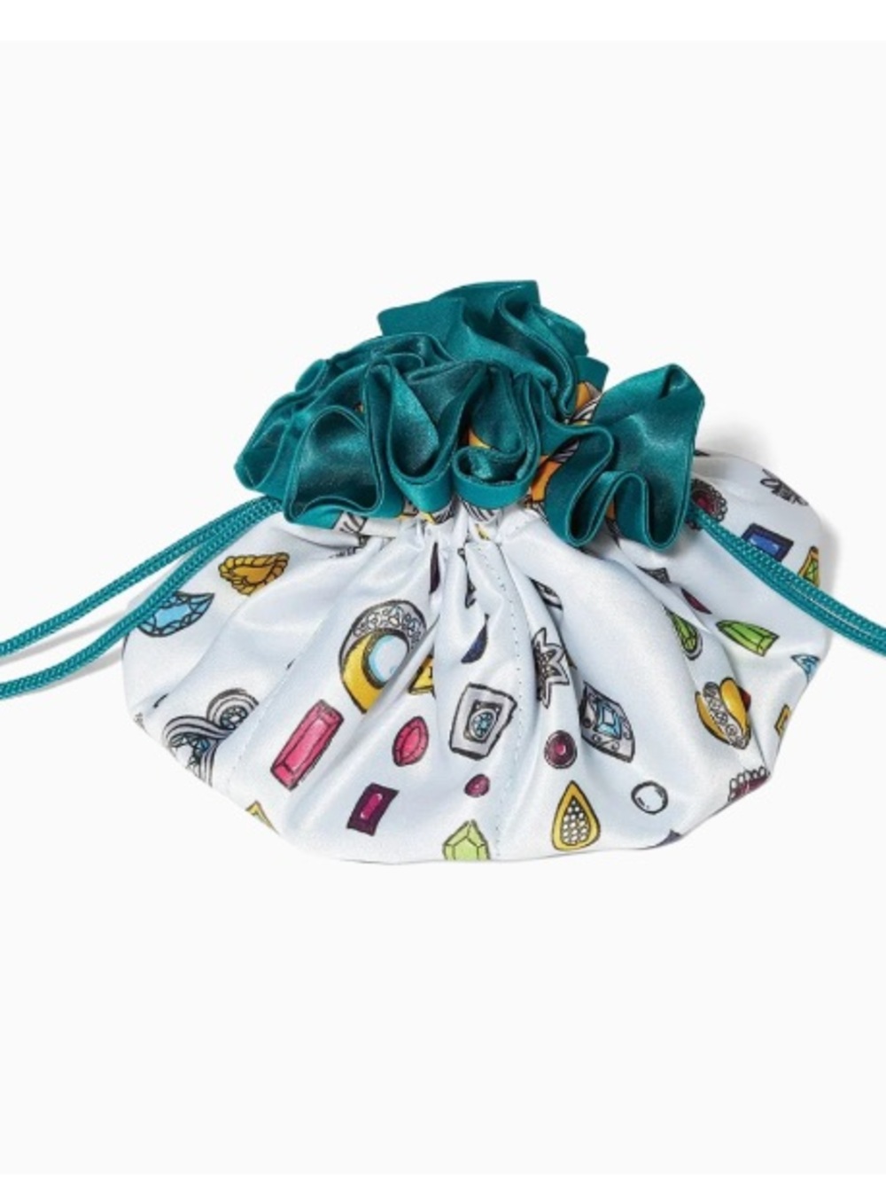 Brighton Charmed Love Jewelry Pouch - Teal & White with Jewels- NWT